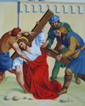 Droga Krzyżowa - Szymon z Cyreny pomaga dźwigać krzyż