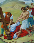 Droga Krzyżowa - Jezus trzeci raz upada pod krzyżem